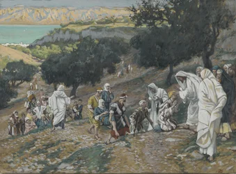 Jésus guérit les aveugles et les boiteux sur la montagne, illustration de La vie de notre Seigneur Jésus-Christ