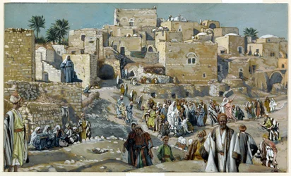 Jésus traversant les villages sur son chemin vers Jérusalem, illustration pour La Vie du Christ, v. 1884-96