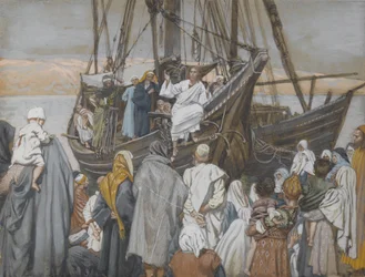 Jésus prêche dans un bateau, illustration de La vie de notre Seigneur Jésus-Christ