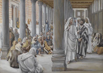 Jésus marche dans le portique de Salomon, illustration de La Vie de Notre-Seigneur Jésus-Christ, 1886-96