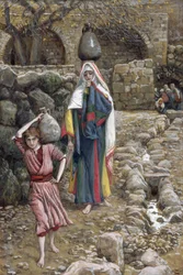 Jésus et sa mère à la fontaine, illustration de La Vie du Christ, c.1886-94