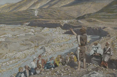 Saint Jean-Baptiste voit Jésus de loin, illustration de La vie de notre Seigneur Jésus-Christ