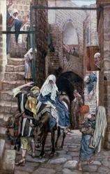 Saint Joseph cherche un logement à Bethléem, illustration pour La Vie du Christ