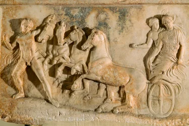 Ancien relief de Phaléron représentant Échélos délivrant Basile des enfers