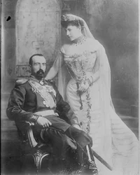 Grand-duc Michel Mikhaïlovitch de Russie et sa femme la comtesse Sophie de Torby, 1902