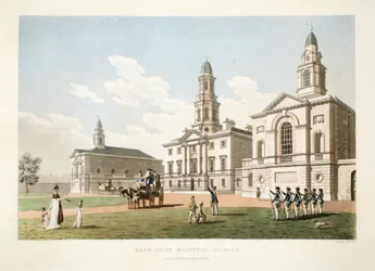 Hôpital Blue-coat, Dublin, 1798 (gravure coloriée à la main)