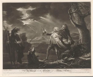 David Garrick en roi Lear avec le comte de Kent et Edgar déguisé en Tom dans un paysage orageux (Mr. Garrick in the Character of King Lear)