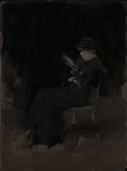 Arrangement en noir : jeune fille lisant