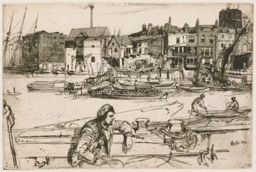 Black Lion Wharf, de la série de la Tamise (une série de seize eaux-fortes de scènes sur la Tamise et d