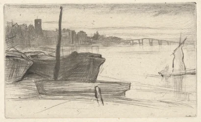 Pont et église de Chelsea, de la série Thames Set (Une série de seize gravures de scènes sur la Tamise et d