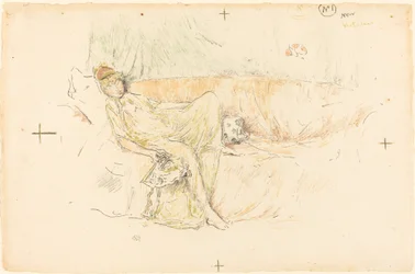 Figure drapée, allongée