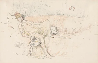 Figure drapée, couchée