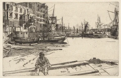 Eagle Wharf (Tyzac, Whiteley & Co.), de la série Thames Set (Une série de seize gravures de scènes sur la Tamise et autres sujets)