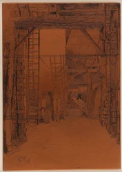 Plaque de gravure : Le brûleur de chaux