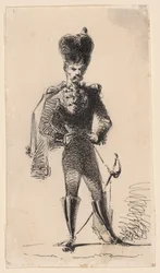 Hussard (recto) Homme avec un haut-de-forme et la tête bandée (verso)