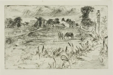 Paysage avec chevaux