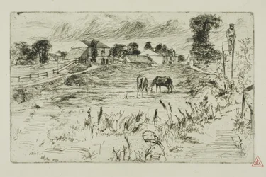 Paysage avec chevaux