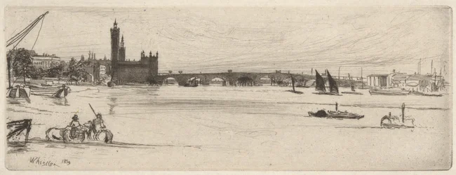 Vieux pont de Westminster, de la série de la Tamise (Une série de seize gravures de scènes sur la Tamise et d