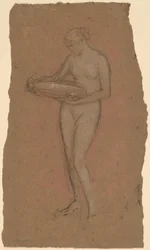 Femme nue debout tenant un bol [recto]