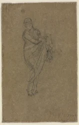 Femme debout relevant sa robe (verso)