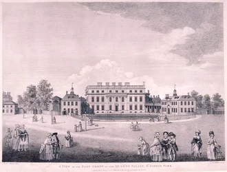 Façade est de Buckingham House, Westminster, Londres