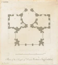 Weston-under-Lizard - Le Temple de Diane: gravure, vers 1765-1770