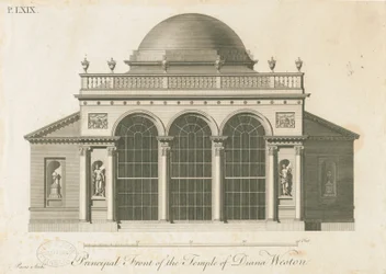 Weston-under-Lizard - Le Temple de Diane: gravure, vers 1765-1770
