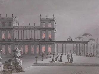 Une fête italienne : figures sur la terrasse d