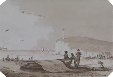 Scène côtière avec Figures, Bateaux, Phare, etc.