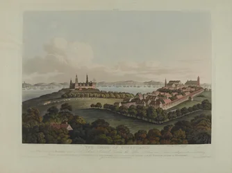 Danemark 1807 : Le siège de Copenhague, gravé par Robert Pollard (1792-1867) et Joseph Constantine Stadler (1780-1812) publié en 1807 (aquatinte colorée)