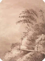 Passerelle sur un ruisseau vallonné
