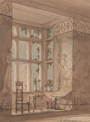Salle tapissée dans un manoir gothique