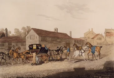 Changement de chevaux pour la diligence