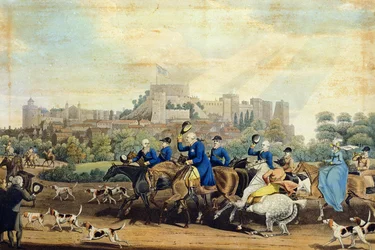 George III (1738-1820) revenant de la chasse, gravé par M. Dubourg, 1820