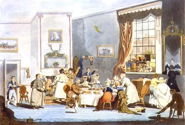Passagers de la diligence au petit déjeuner