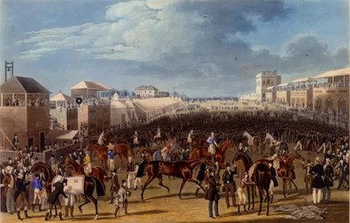 La Course Terminée, gravure réalisée par Charles Hunt, 1836 (aquatinte)