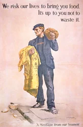 Affiche britannique de la Première Guerre mondiale avec marin marchand