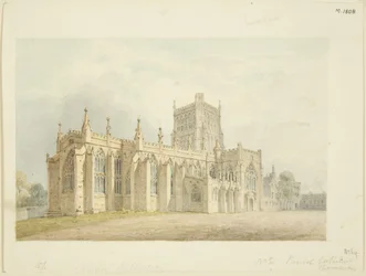 Vue nord-est de la cathédrale de Bristol, vers 1830