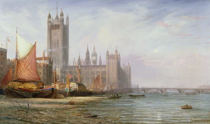 Les Maisons du Parlement et le Pont de Westminster, vers 1875