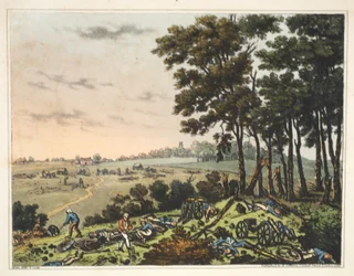 Château de Hougoumont : Vue du bois bordant le château