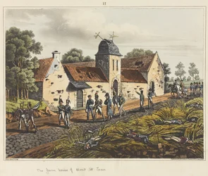 La ferme de Mont St Jean, extrait de "An Historical Account of the Battle of Waterloo" (récit historique de la bataille de Waterloo)