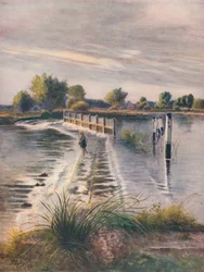 Le barrage à Chertsey, 1911, 1914