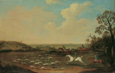Une chasse en pleine course à Quorley, Hampshire, vers 1770