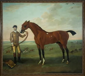 Flying Childers avec un palefrenier sur Newmarket Heath, vers 1722-25