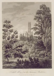 Abbaye de Fonthill depuis la plantation américaine, publiée par W. Clarke, New Bond Street, 1812