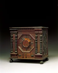 Le cabinet de valeurs sculpté et appliqué de Joseph et Bathsheba Pope, Salem, Massachusetts, 1679