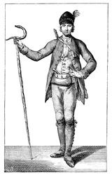 James Boswell, esq en costume de chef corse armé