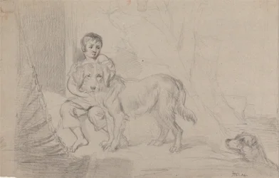 Un jeune garçon avec des chiens
