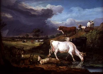 Bétail, ânes et cochons près d