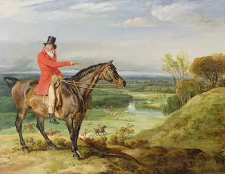 John Levett chassant dans le parc de Wychnor, Staffordshire